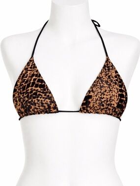 NWT Pretty Little Thing leopard print size 8 black brown textured bikini top